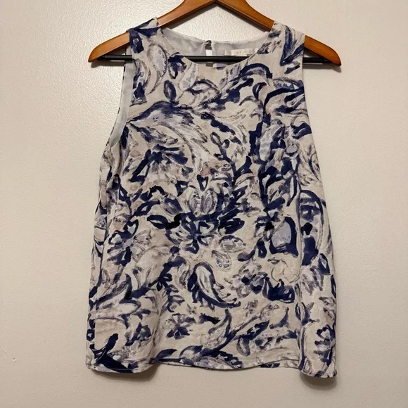 C&E Sleeveless Abstract Artsy Floral Blouse Top Women's Small Keyhole Career - Picture 4 of 10